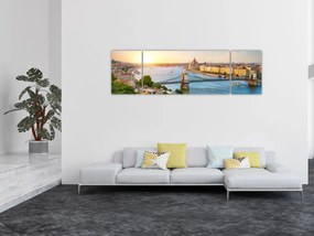 Obraz miasta Budapeszt z rzeką (170x50 cm)