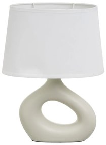 Biało-beżowa lampa stołowa ceramiczna z tekstylnym kloszem (wysokość 30 cm) – Casa Selección