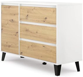 Skandynawska komoda z szafką i szufladami biały + dąb artisan L9-N52