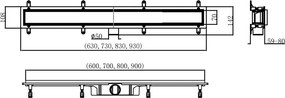 Mexen Flat ABS odpływ liniowy 2w1 80 cm, czarny - 1769080