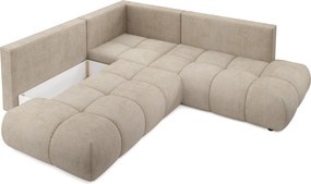 Masseno Narożnik DUCA z funkcją spania i pojemnikiem na pościel Narozniki L, Rozkładana sofa - Beżowy, FLOW 02