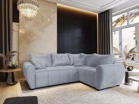 Masseno Narożnik MADISON z funkcją spania i pojemnikiem na pościel Narozniki L, Rozkładana sofa - Jasnoszary, PAROS 05