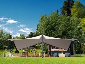 TOOLPORT Namiot Stretch 6 x 8 m, w zestawie ze słupami aluminiowymi, kolor: piaskowy - (1704)