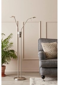 Lampa stojąca LED w kolorze srebra z metalowym kloszem (wysokość 135 cm) Hudson – Markslöjd