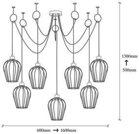 Czarna lampa wisząca z 6 kloszami Opviq lights Tel