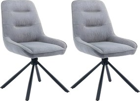 Zestaw krzeseł 2 szt. - tkanina i czarny metal - szary - KANO