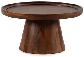 Ciemnobrązowy okrągły stolik z litego drewna mango ø 80 cm Rose – MOME