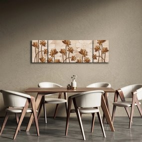 Obraz abstrakcji kwiatowej - brązowy (170x50 cm)