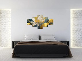 Obraz - Malowanie złotych kwiatów (125x70 cm)