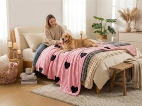 Mikropluszowy koc CORAZON, różowy Rozmiar: 200 x 220 cm