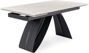 Stół Rozkładany Prostokątny DEVON 160-220 cm Ceramiczny Biały Marmur/Czarny Nowoczesny