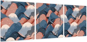 Obraz - Fale i wzgórza (z zegarem) (90x30 cm)