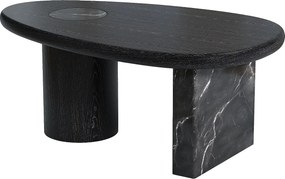 Stolik kawowy z marmuru  i dębowej okleiny - Czarny - MARSULA