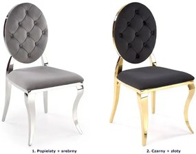 Krzesło medalion w stylu glamour popielaty + srebrny - Lummo