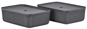 Czarne pojemniki zestaw 2 szt. z pokrywką 48x32x20,5 cm Pulp – Zone
