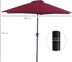 Outsunny Parasol Przegubowy Ogrodowy z Korbką Ręczną Czarny Ø2,7x2,35m | Aosom PL