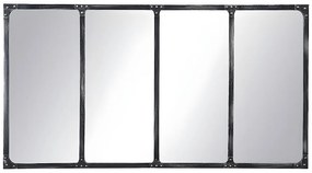 Lustro industrialne z żelaza w kształcie okna - Dł. 140 x Wys. 75 cm - Postarzana czerń - MAASTRICHT