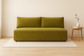 Sofa z funkcją spania i pojemnikiem DUO, tkanina Salvador, Oliwkowy