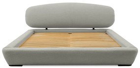 Jasnoszare tapicerowane łóżko dwuosobowe ze stelażem 140x200 cm Odette – Scandic