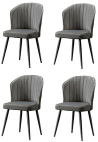 Zestaw krzeseł do jadalni Rubi Grey and Black, 4 szt.
