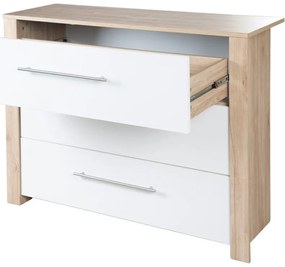 Białp-naturalna niska komoda dziecięca w dekorze dębu z przewijakiem 112x98 cm – Roba
