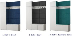 Garderoba z szafką na buty biały + butelkowa zieleń - Linez 5X