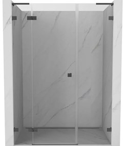 Mexen Lunar L drzwi prysznicowe uchylne lewe 145 cm, transparent, gun gray szczotkowany - 834SL-145-050-66-00-L