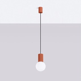 Lampa Wisząca Nowoczesny Halo, Aluminium/Szkło - 1 Źródło - L.12 X H.120 Cm - Ochra Czerwona