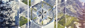 Obraz - Figura geometryczna (z zegarem) (90x30 cm)