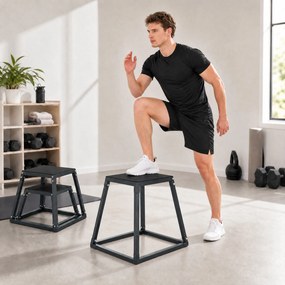 SPORTNOW Plyometryczne skrzynie 3-częściowy zestaw 30,5/45,8/61 cm stosowalna plyo jump box ze stali do 200 kg | Aosom PL