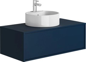 Szafka łazienkowa wisząca  ciemnoniebieska z okrągłą umywalką - 94 cm - TEANA II