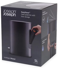 Stalowy kosz na śmieci z pedałem w kolorze matowej czerni 5 l EasyStore Luxe – Joseph Joseph