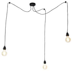 Industrialna lampa wisząca czarna 3-światłowa - Cava Nowoczesny Oswietlenie wewnetrzne