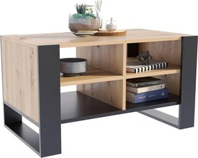 Prostokątna ława kawowa do salonu czarny + dąb artisan H6-Z87