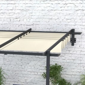 Outsunny pawilon ogrodowy 3x3m z rozsuwanym dachem montaż ścienny metalowa rama kremowy altana ogrodowa | Aosom PL