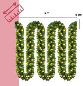 Jurhan Girlanda świąteczna ANDREA z oświetleniem, 5m, zielona