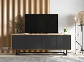 Loftowa szafka rtv dąb wotan + czarny - Avila 11X