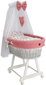 Różowy zestaw mobilne łóżeczko z baldachimem E4-B92