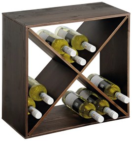 Kesper 69241 Stojak na wino bejcowany na ciemno, 50 x 50 x 25 cm