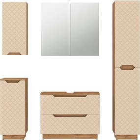 Zestaw mebli łazienkowych dąb/kaszmir ze strukturą płytek 79.6x32x62.1 lotta