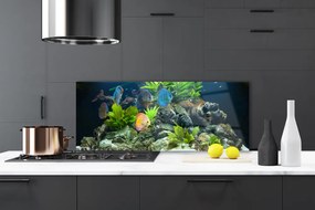 Panel Szklany do Kuchni Egzotyczne Ryby w Akwarium