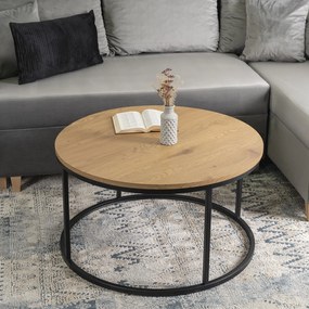 Stolik Kawowy LELLA MAX 80 cm Dąb Złoty/Czarny Nowoczesny Loft