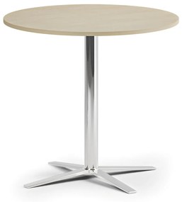 Stolik kawowy AURA, średnica 80 cm, chrom podstawa, brzoza