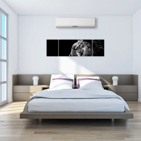 Obraz - Lew, czarno-biały (170x50 cm)