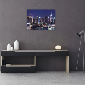Obraz - Podświetlone nowojorskie drapacze chmur (70x50 cm)