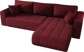 Narożnik z funkcją spania MILO Monolith 59 czerwony prawy sofa w kształcie L z pojemnikiem na pościel sofa do salonu, sofa rozkładana, sofa z pojemnikiem