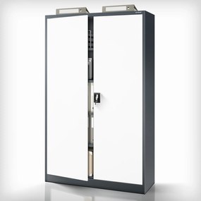 Szafa biurowa metalowa na akta antracytowo-biała JAN II, 1150 x 1850 x 400 mm