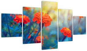 Obraz - Pomarańczowe kwiaty (125x70 cm)
