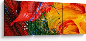 Obraz - Niebieska abstrakcja za pomocą pędzla (z zegarem) (90x30 cm)