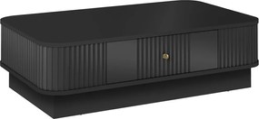 Stolik kawowy Vesper 103x60 cm z szufladą na cokole - czarny / złoty uchwyt